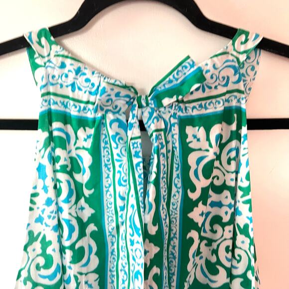 Talbots Cotton Medallion Tiles Halter Midi Dress Blue Green SZ 20 - Picture 8 of 10